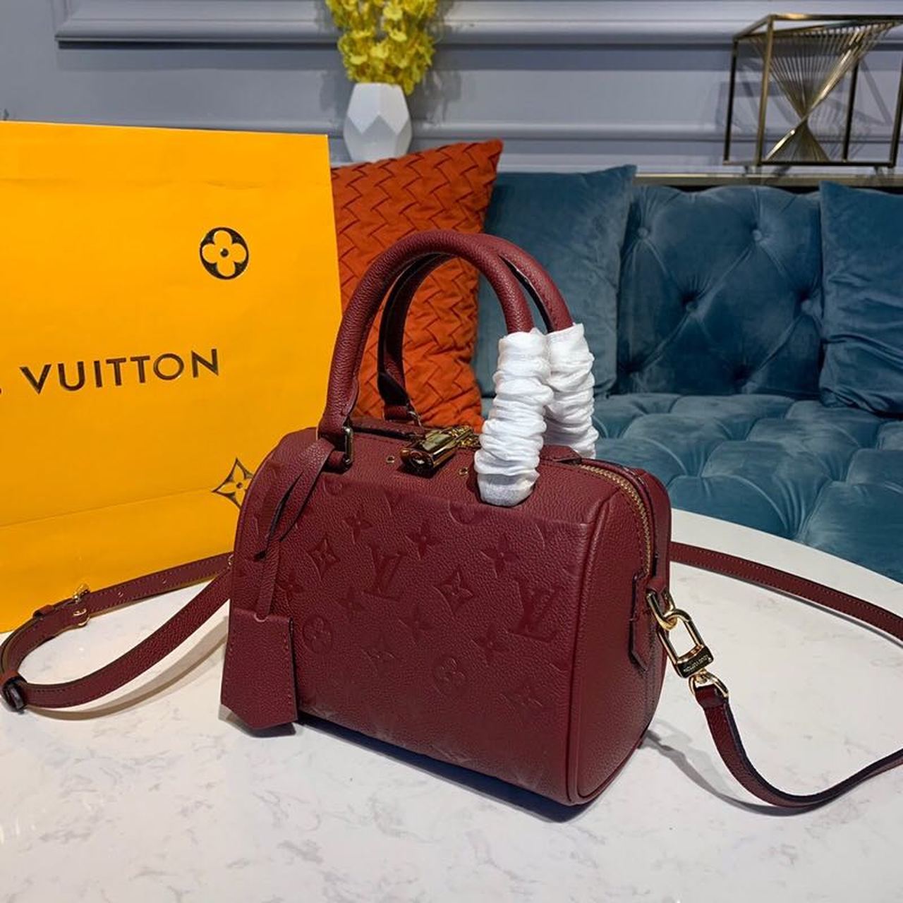 Louis Vuitton Speedy Bandouliere 20 Monogram Empreinte Burgundy For Women,  Shoulder And Crossbody Bags 7.8in/20cm Louis Vuitton