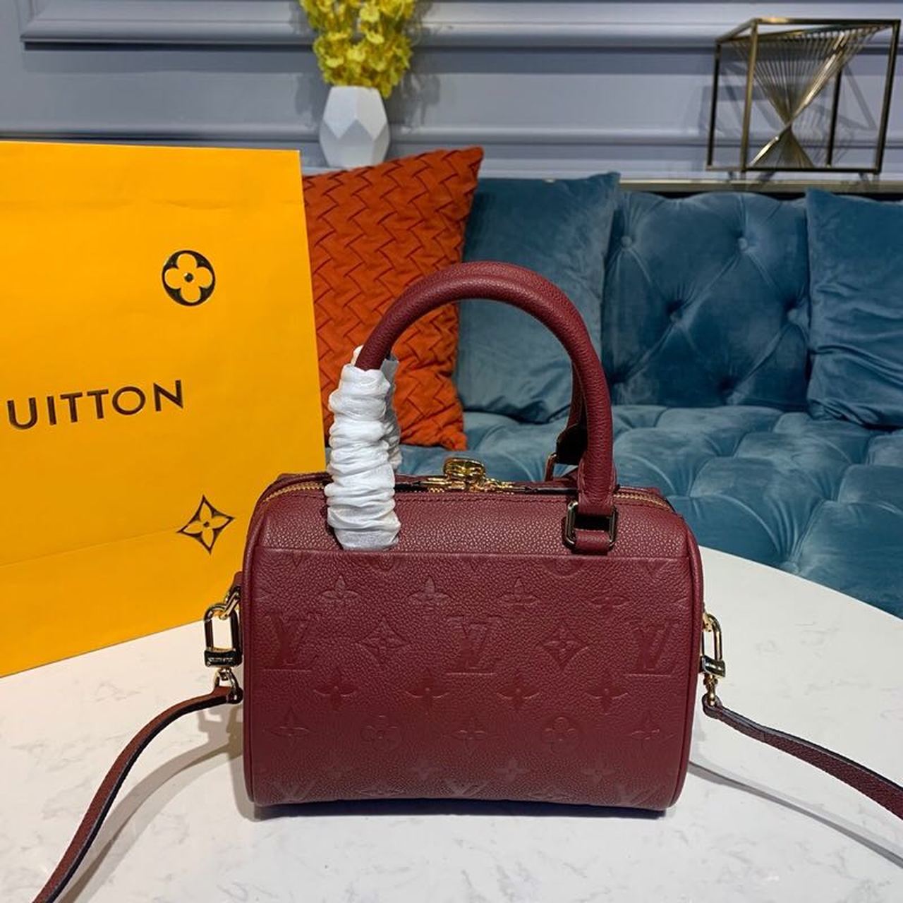 Louis Vuitton Speedy Bandouliere 20 Monogram Empreinte Burgundy For Women,  Shoulder And Crossbody Bags 7.8in/20cm Louis Vuitton