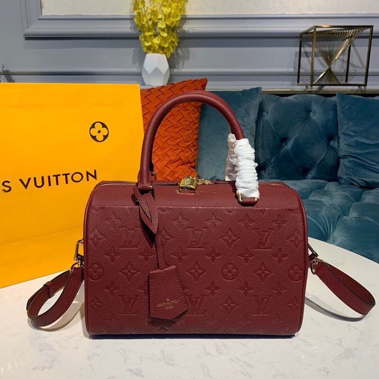 Louis Vuitton Speedy Bandouliere 25 Monogram Empreinte Burgundy For Women,  Shoulder And Crossbody Bags 9.8in/25cm Louis Vuitton