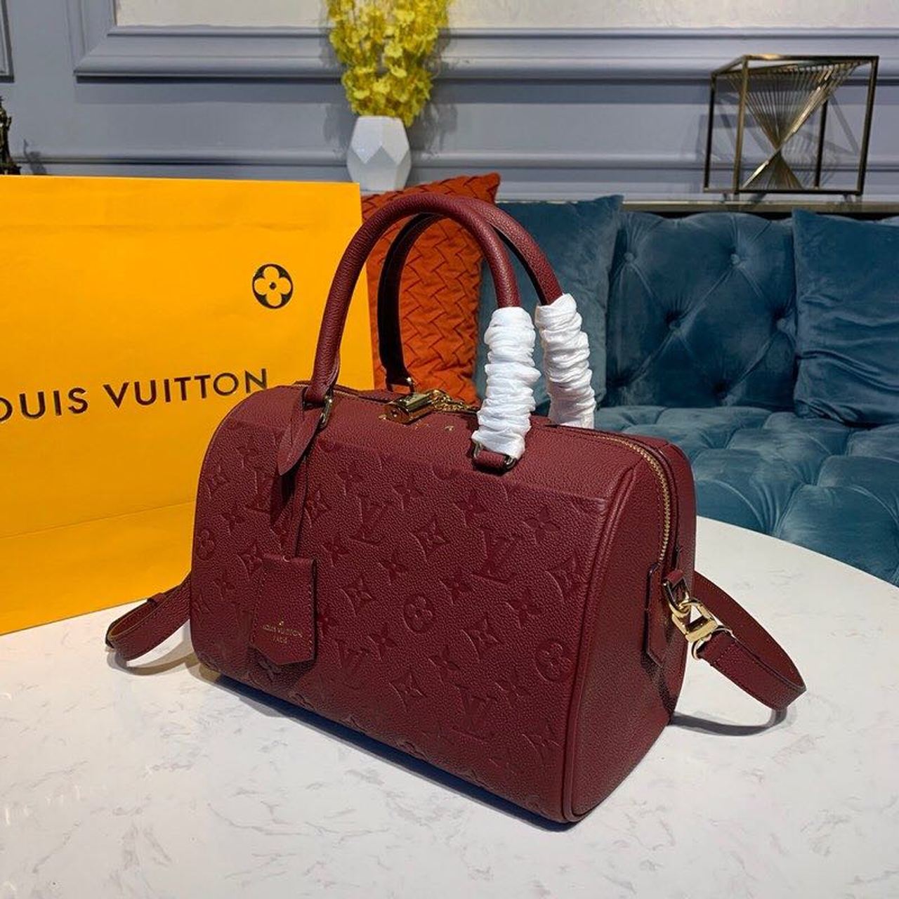 Louis Vuitton Speedy Bandouliere 25 Monogram Empreinte Burgundy For Women,  Shoulder And Crossbody Bags 9.8in/25cm Louis Vuitton