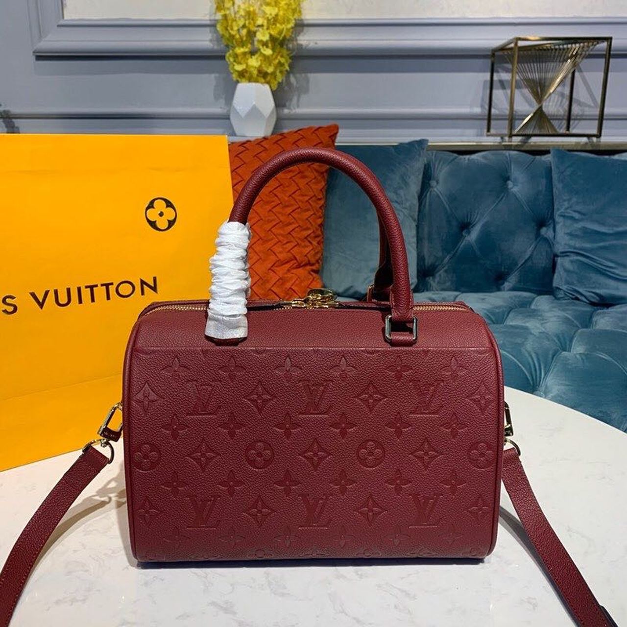 Louis Vuitton Speedy Bandouliere 25 Monogram Empreinte Burgundy For Women,  Shoulder And Crossbody Bags 9.8in/25cm Louis Vuitton