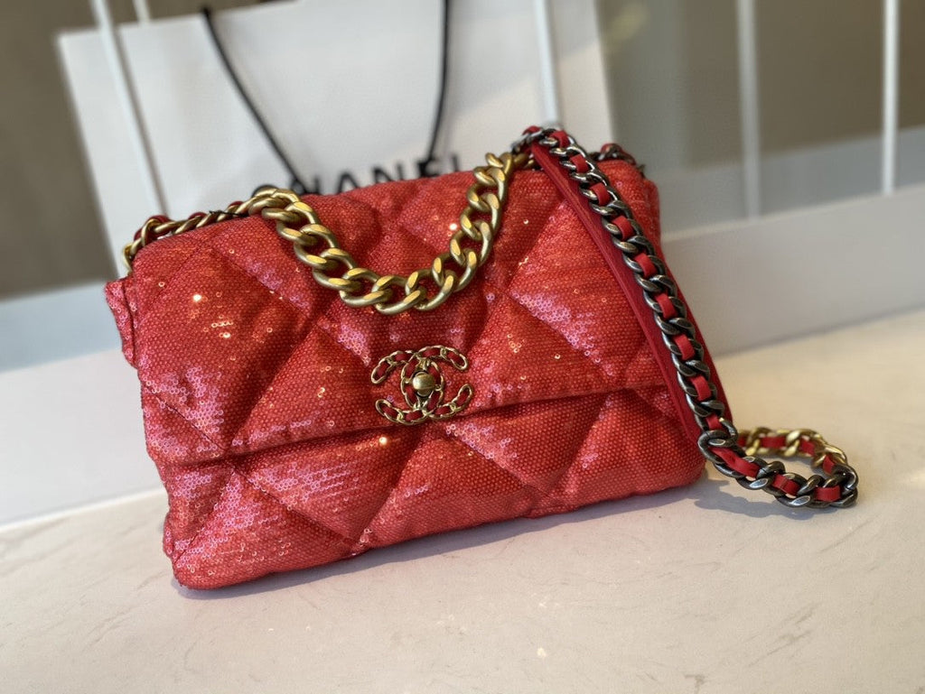 Chanel 19 GlamIap Bag Gold Hardware Red For Women Handbags, Shoulder Bags 10.2in/26cm AS1160Ã‚Â 