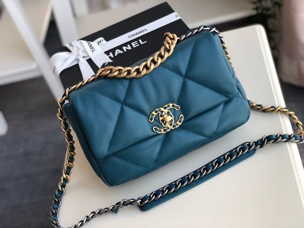 Chanel 19 Handbag Teal For Women Bags, Shoulder And Crossbody Bags 10.2in/26cm AS1160