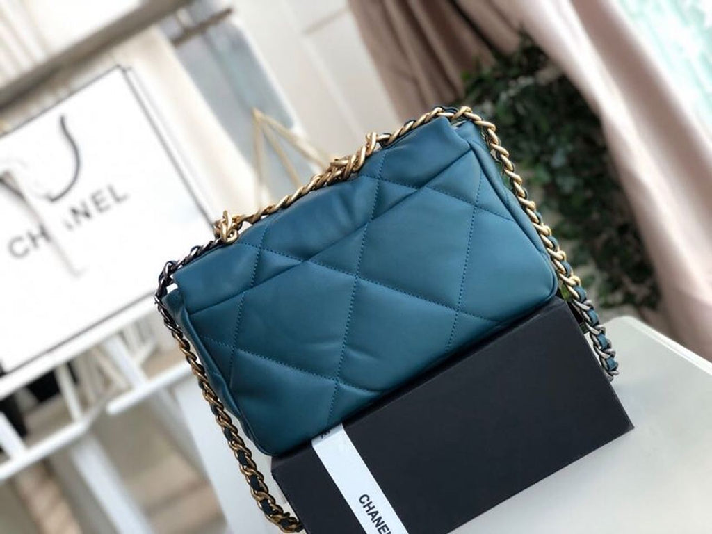 Chanel 19 Handbag Teal For Women Bags, Shoulder And Crossbody Bags 10.2in/26cm AS1160