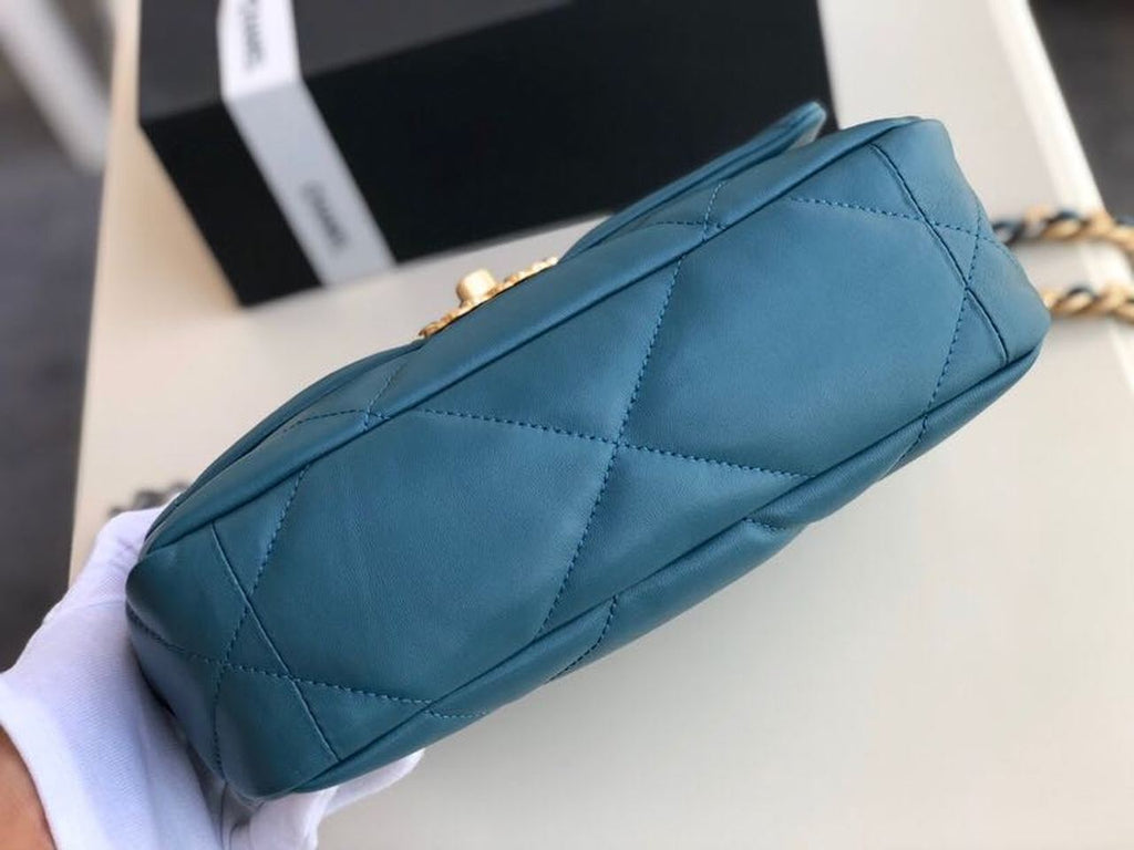 Chanel 19 Handbag Teal For Women Bags, Shoulder And Crossbody Bags 10.2in/26cm AS1160