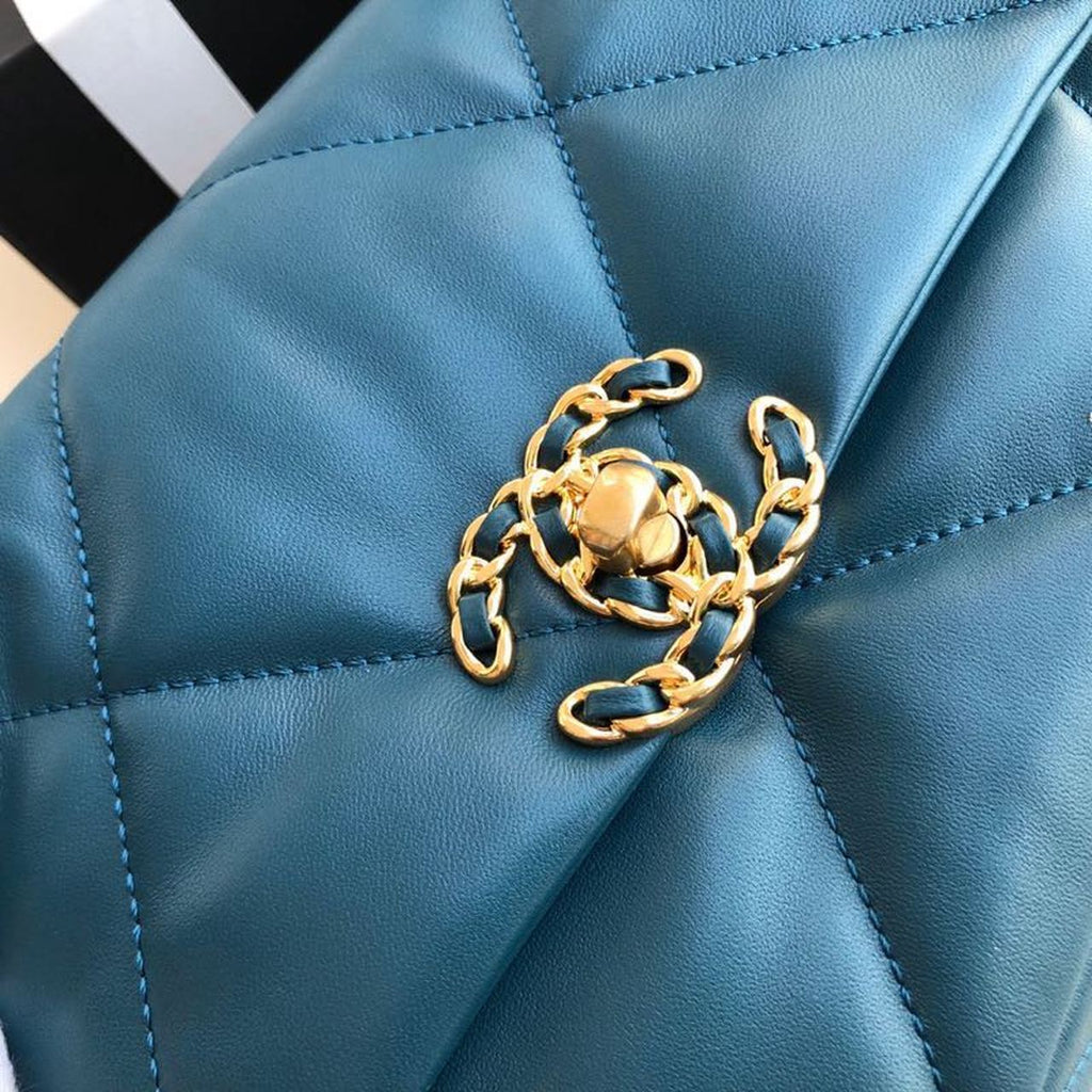 Chanel 19 Handbag Teal For Women Bags, Shoulder And Crossbody Bags 10.2in/26cm AS1160