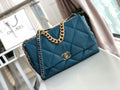Chanel 19 Maxi Handbag Teal For Women Bags, Shoulder And Crossbody Bags 14in/36cm AS1162
