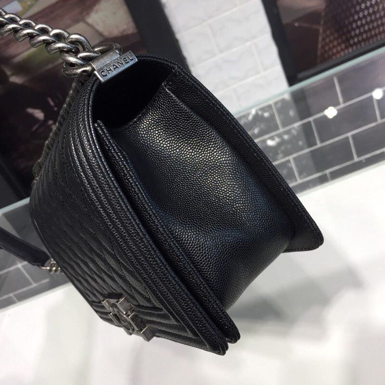 Chanel Boy Handbag SiLouis Vuittoner Hardware Black For Women Handbags, Shoulder And Crossbody Bags 9.8in/25cm A67086