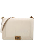Chanel White Lambskin Leather Large Boy Bag ( 1"1 Rep)
