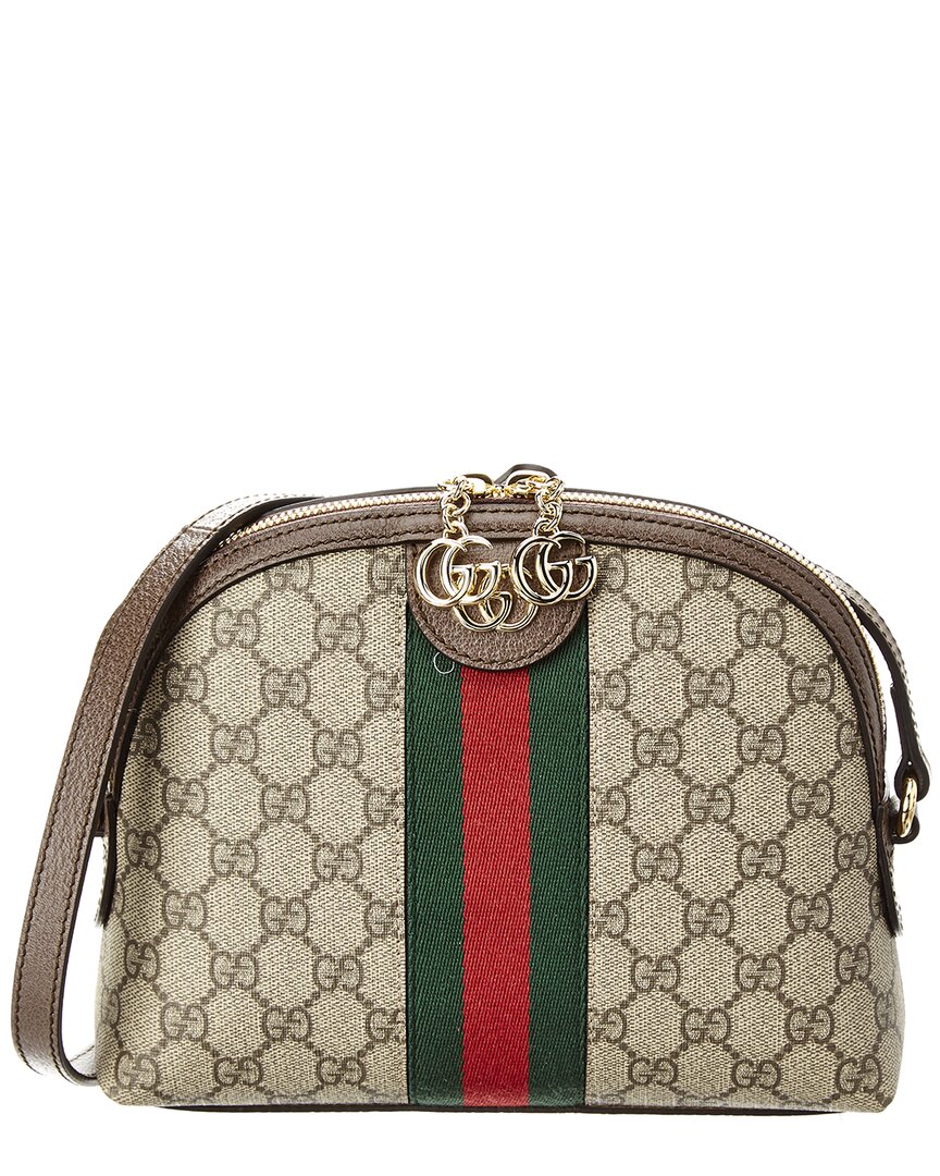 Gucci Ophidia Small Gucci Supreme Canvas & Leather Shoulder Bag, Beige