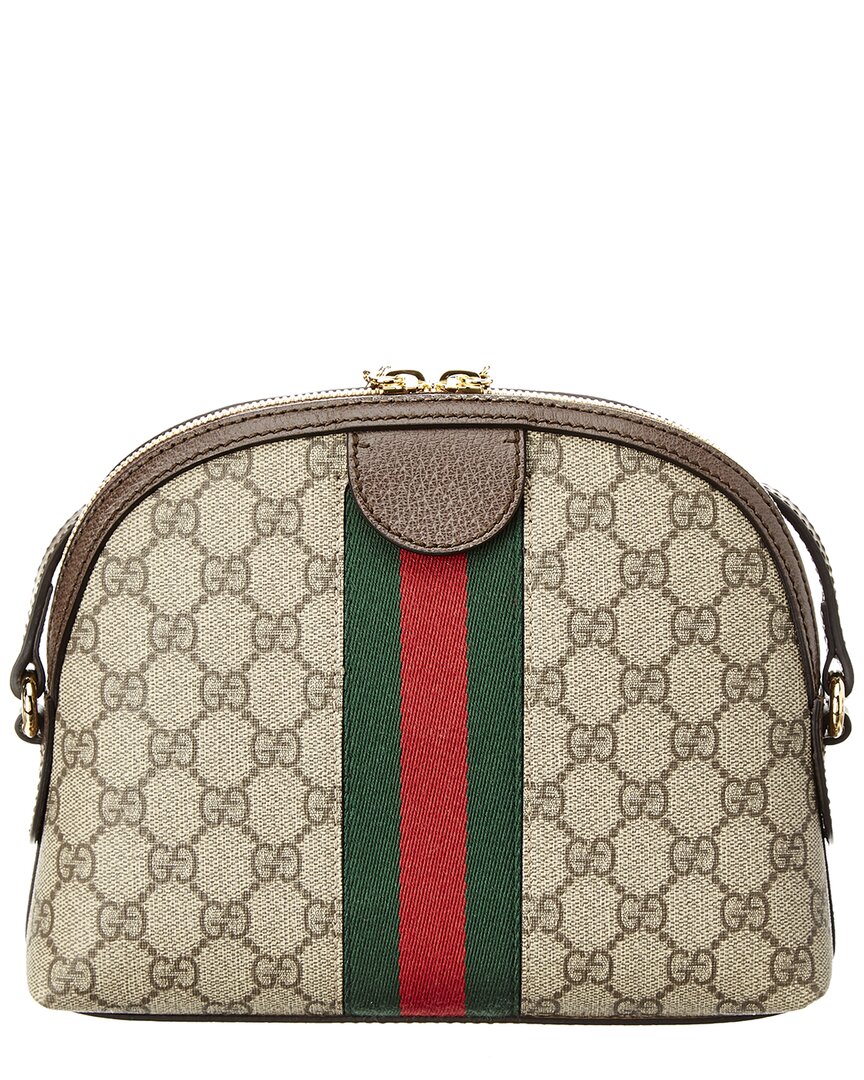 Gucci Ophidia Small Gucci Supreme Canvas & Leather Shoulder Bag, Beige