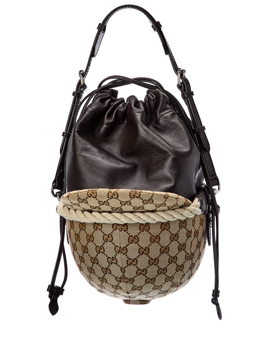Gucci Equestrian Themed Small Gucci Canvas & Leather Shoulder Bag
