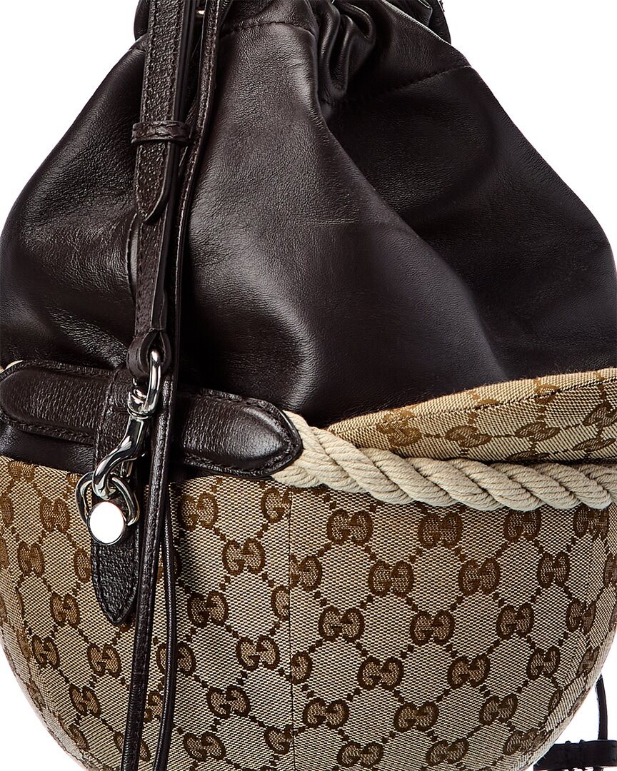 Gucci Equestrian Themed Small Gucci Canvas & Leather Shoulder Bag
