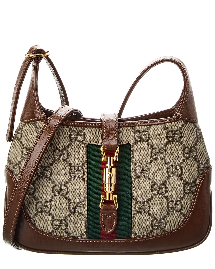 Gucci Jackie 1961 Mini Gucci Supreme Canvas & Leather Shoulder Bag, Br1"1 Rep