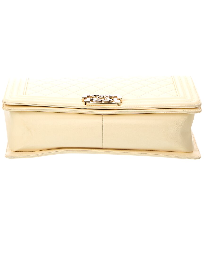 Chanel Light Beige Quilted Caviar Leather New Medium Boy Flap (