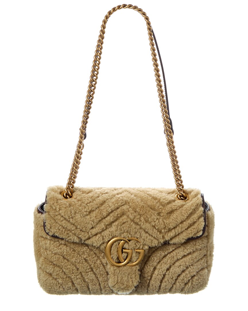 Gucci Gucci Marmont Medium Shearling & Leather Shoulder Bag