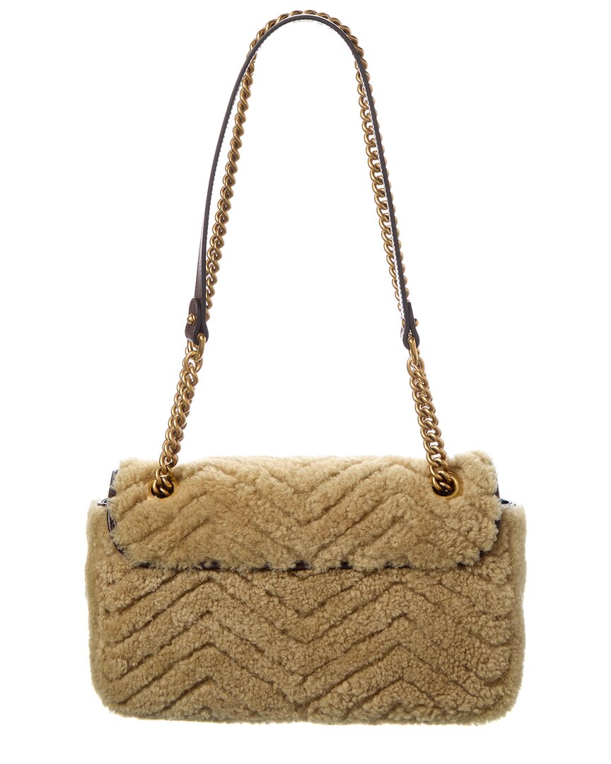 Gucci Gucci Marmont Medium Shearling & Leather Shoulder Bag