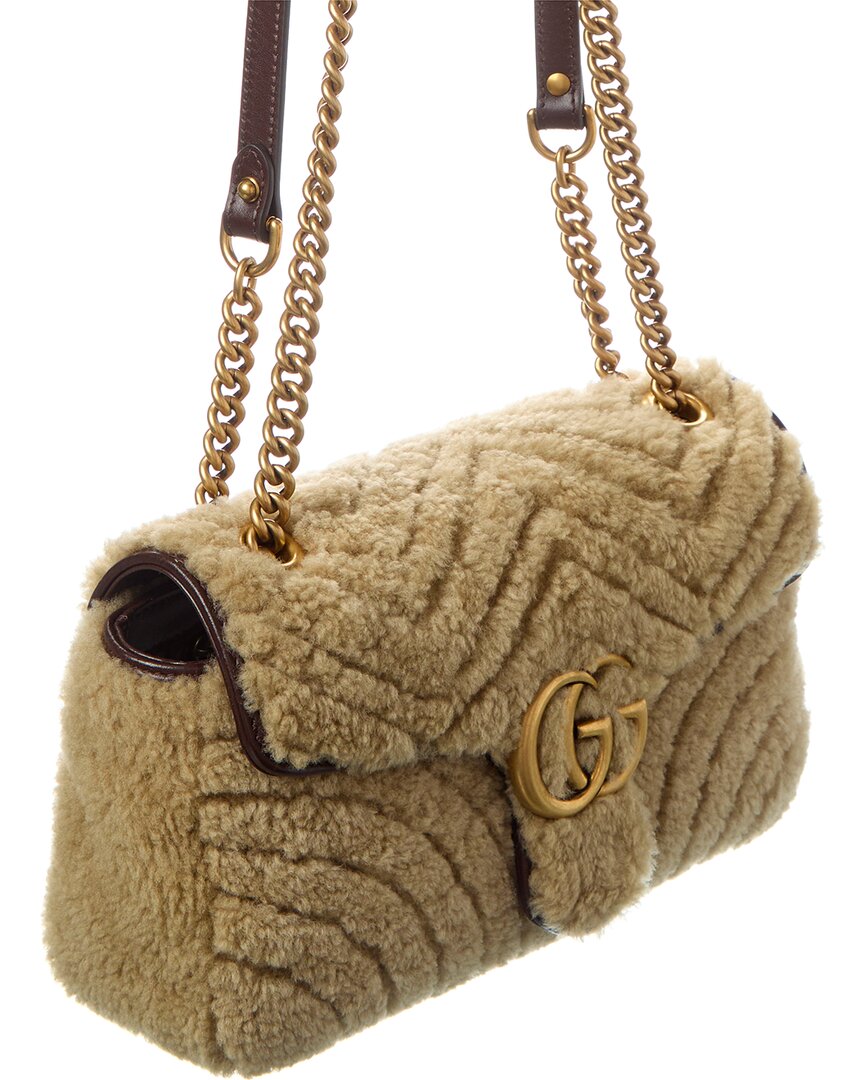 Gucci Gucci Marmont Medium Shearling & Leather Shoulder Bag