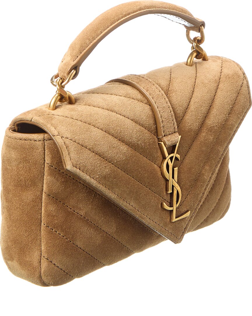 Saint Laurent College Mini Suede Shoulder Bag