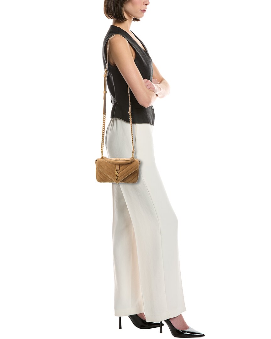 Saint Laurent College Mini Suede Shoulder Bag