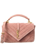 Saint Laurent College Mini Suede Shoulder Bag