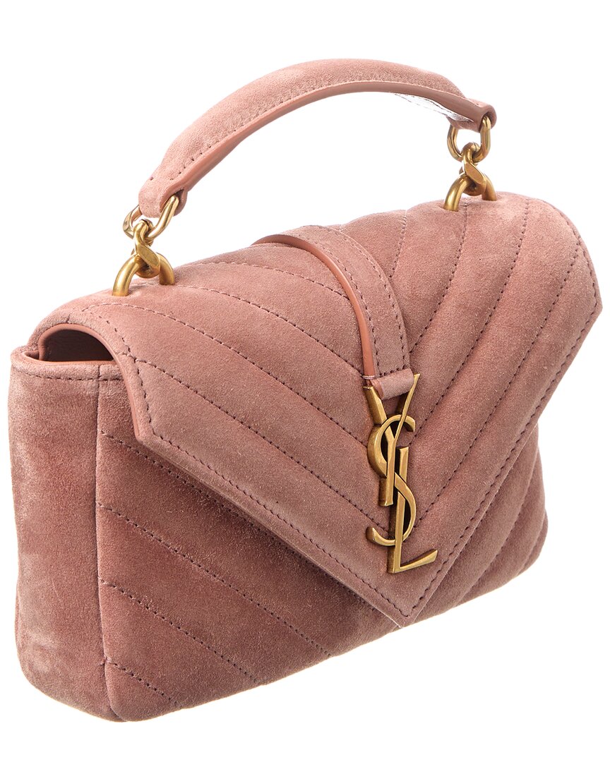 Saint Laurent College Mini Suede Shoulder Bag