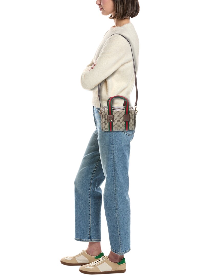 Gucci Mini Gucci Supreme Canvas & Leather Shoulder Bag