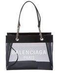 Balenciaga Logo Mesh & Leather Tote