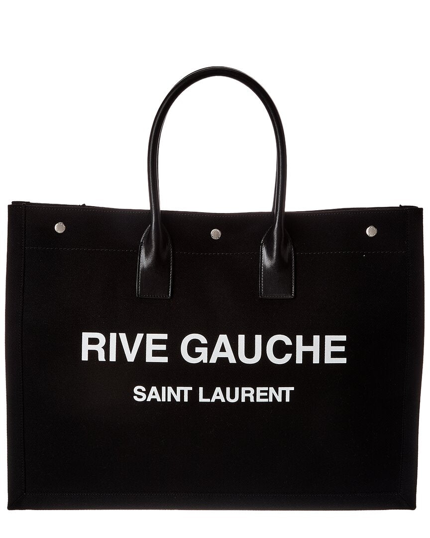 Saint Laurent Rive Gauche Large Canvas & Leather Tote