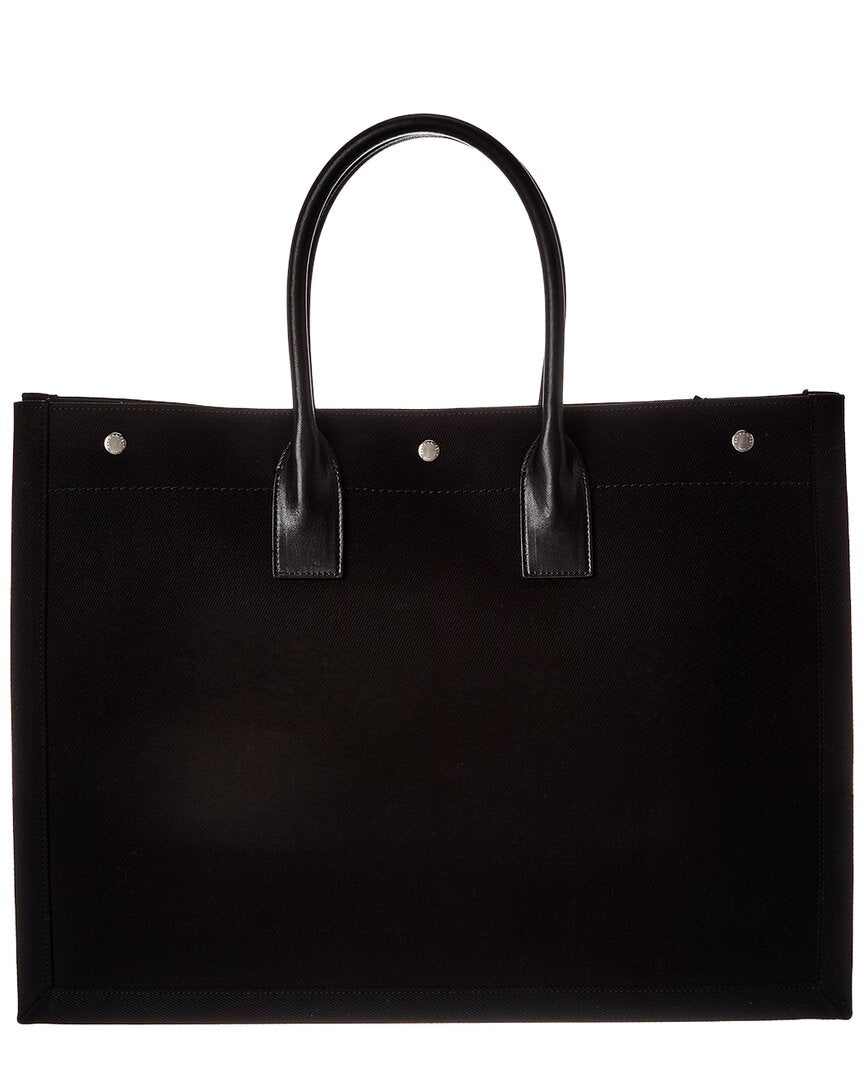 Saint Laurent Rive Gauche Large Canvas & Leather Tote