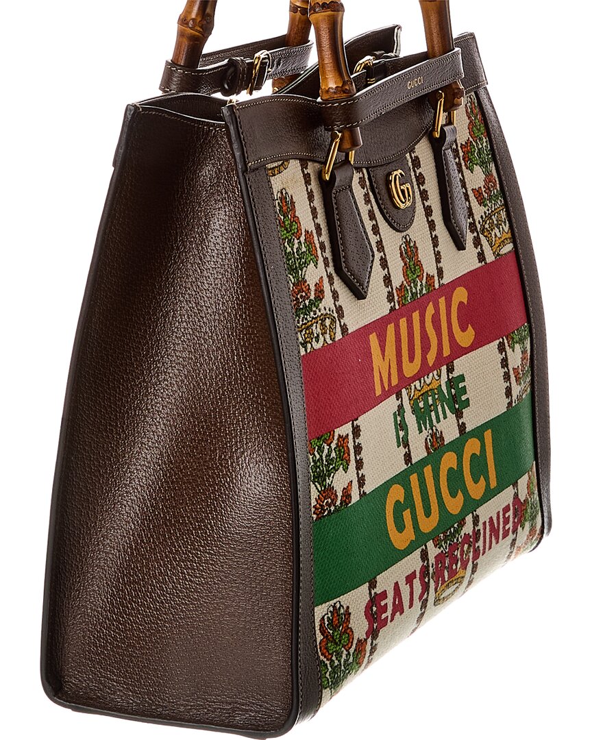 Gucci Diana Music Is Mine Medium Canvas & Leather Tote