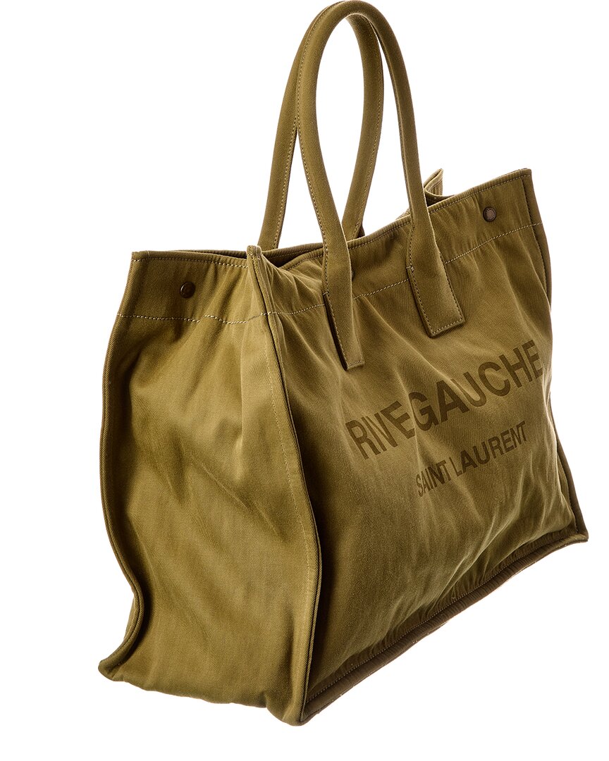 Saint Laurent Rive Gauche Large Canvas & Leather Tote