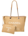 Chanel Beige Mixed Fibers Canvas Small Deauville Tote ( 1"1 Rep)
