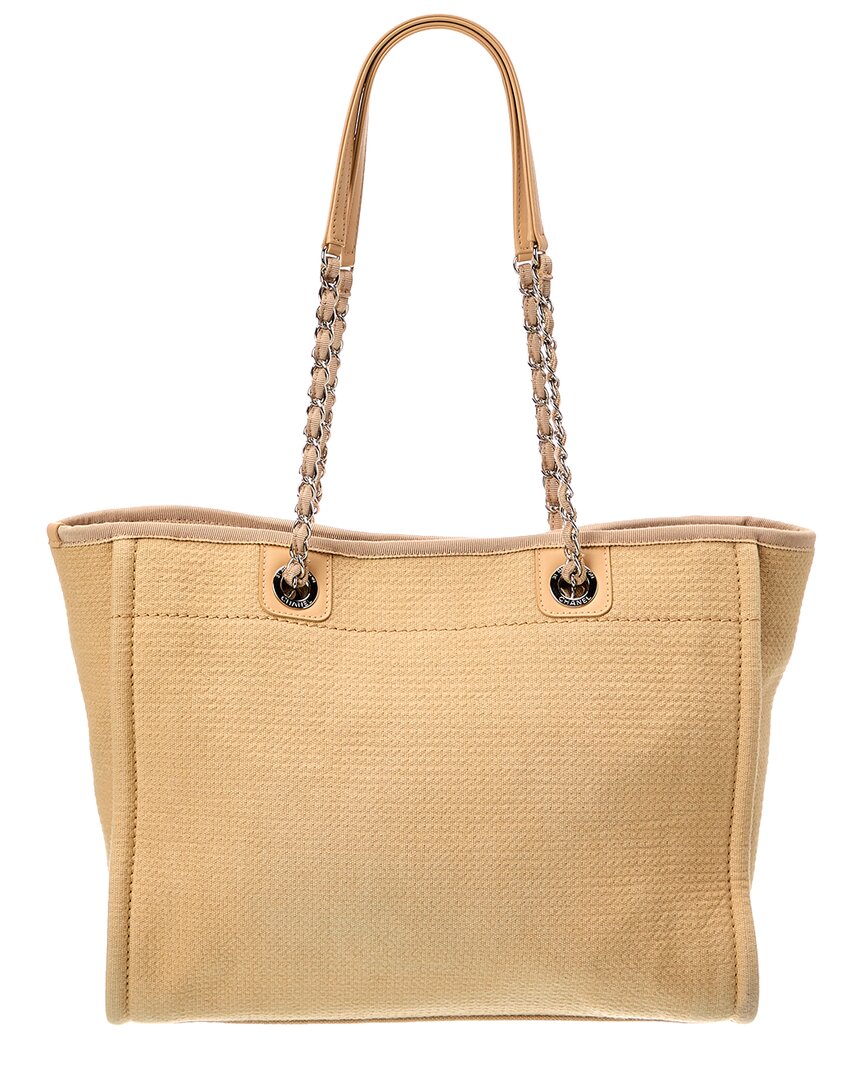 Chanel Beige Mixed Fibers Canvas Small Deauville Tote ( 1"1 Rep)