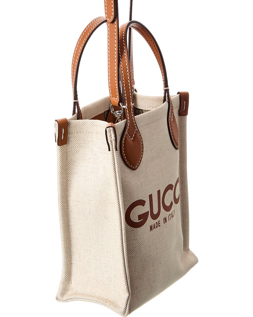 Gucci Logo Mini Canvas & Leather Tote