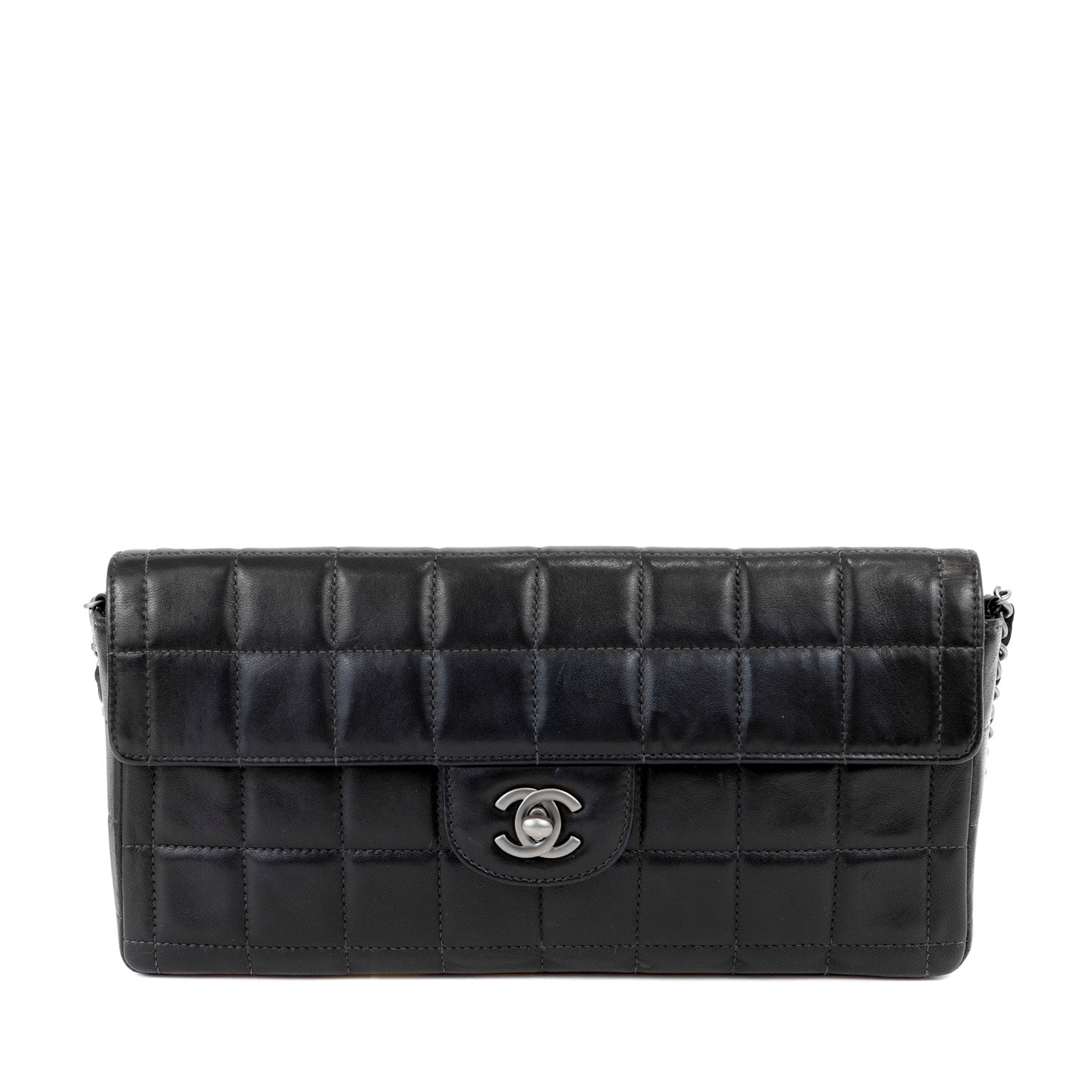 Chanel Black Lambskin Chocolate Bar Quilted East West Classic with SiLouis Vuittoner Hardware