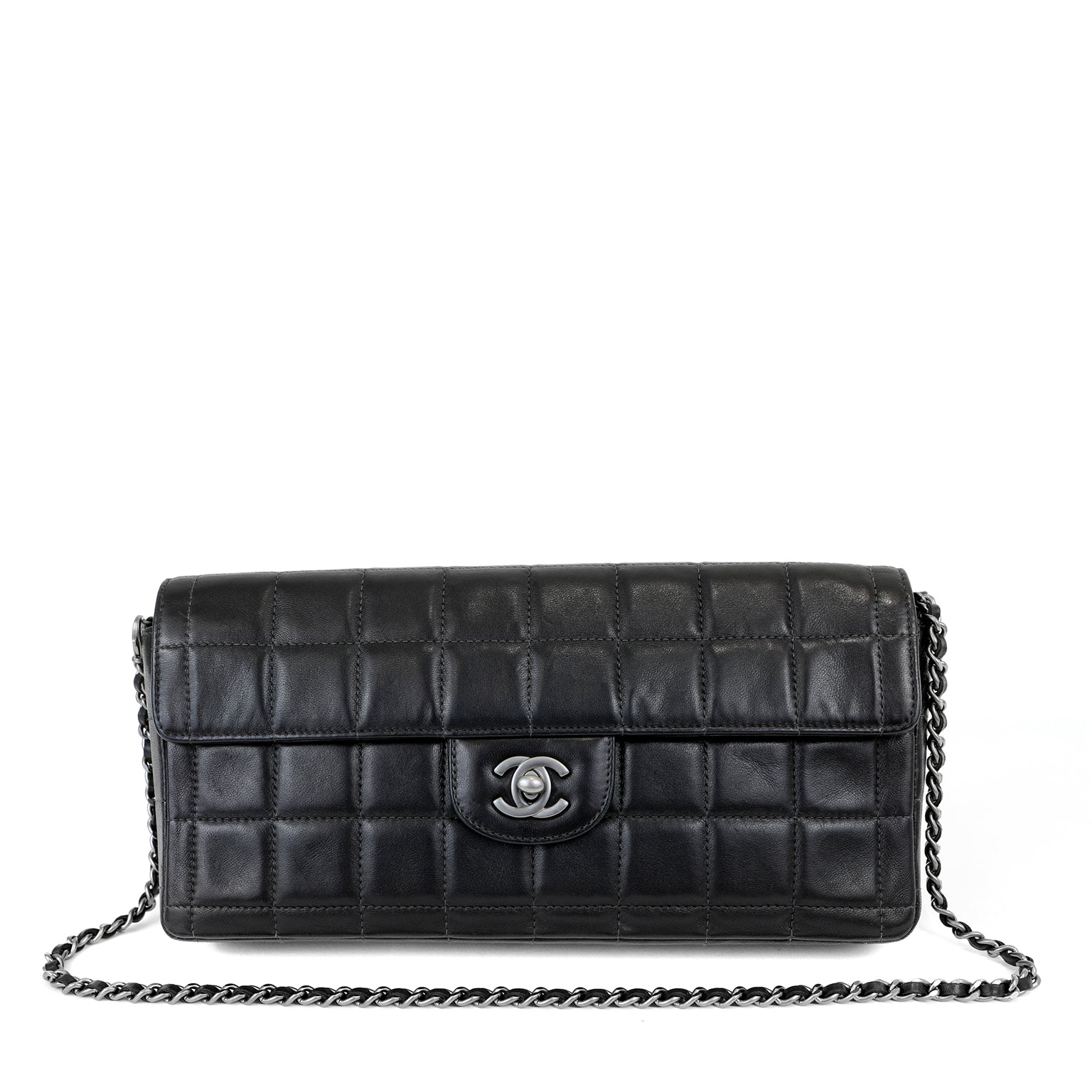 Chanel Black Lambskin Chocolate Bar Quilted East West Classic with SiLouis Vuittoner Hardware