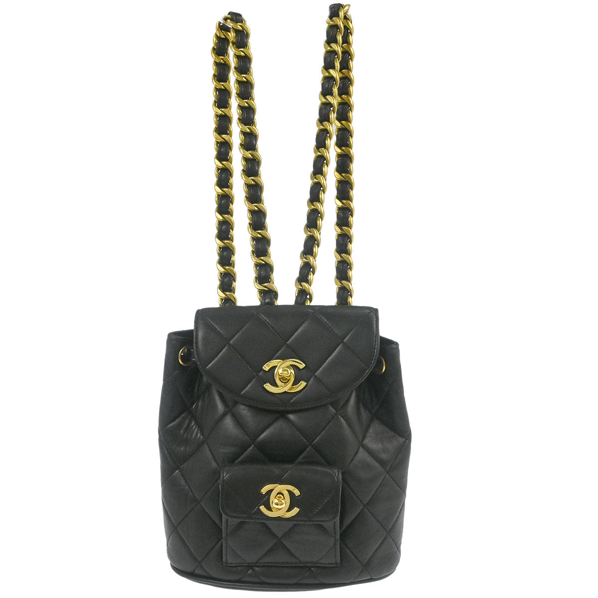 Chanel 1991-1994 Black Lambskin Duma Backpack Small