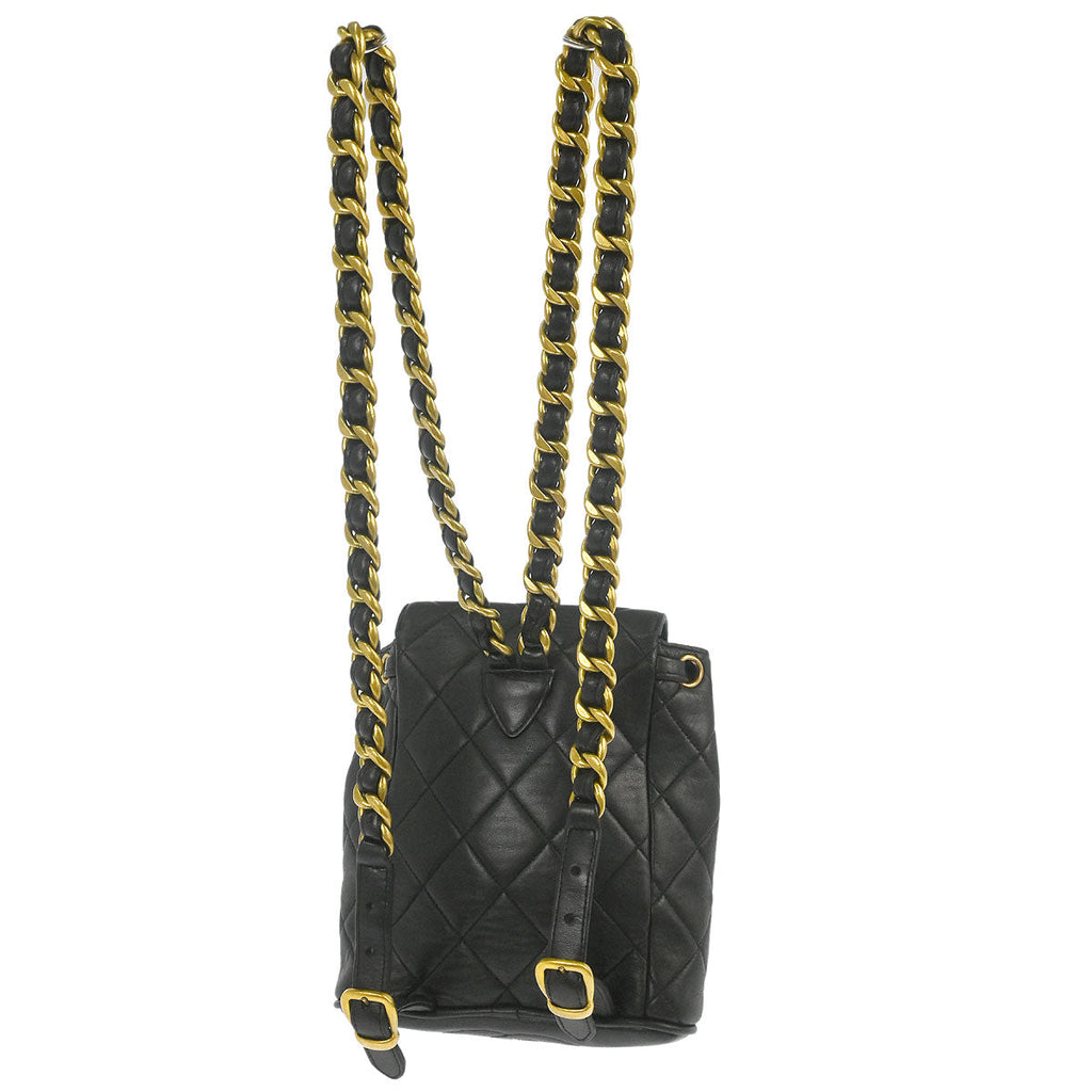 Chanel 1991-1994 Black Lambskin Duma Backpack Small