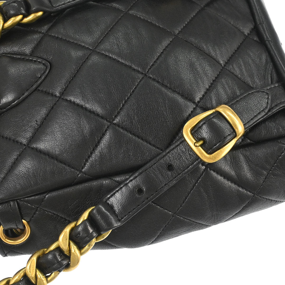 Chanel 1991-1994 Black Lambskin Duma Backpack Small