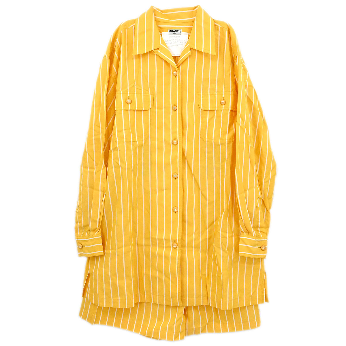 Chanel Setup Suit Shirt Pants Yellow #38