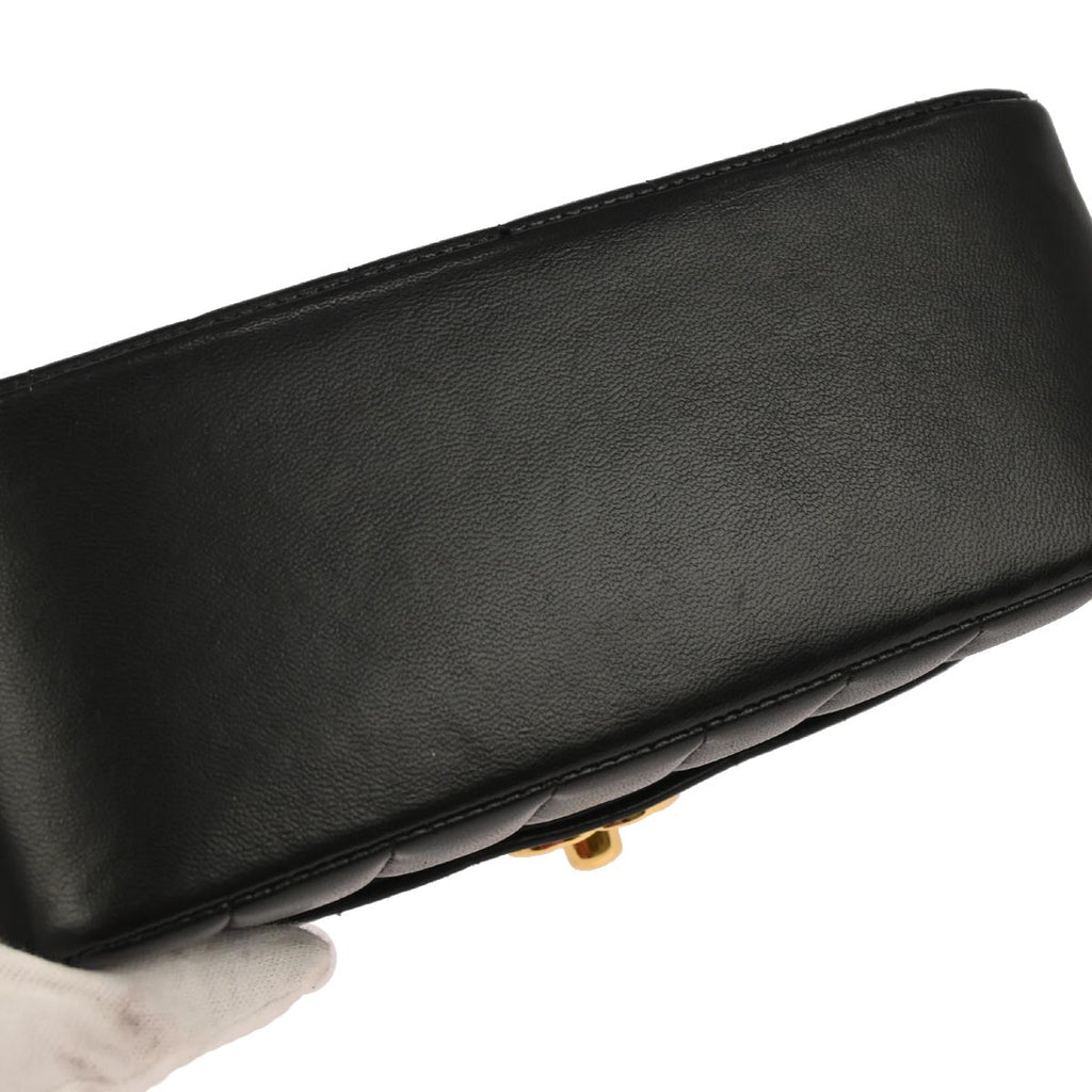 Chanel 1991-1994 Black Lambskin Mademoiselle Shoulder Bag