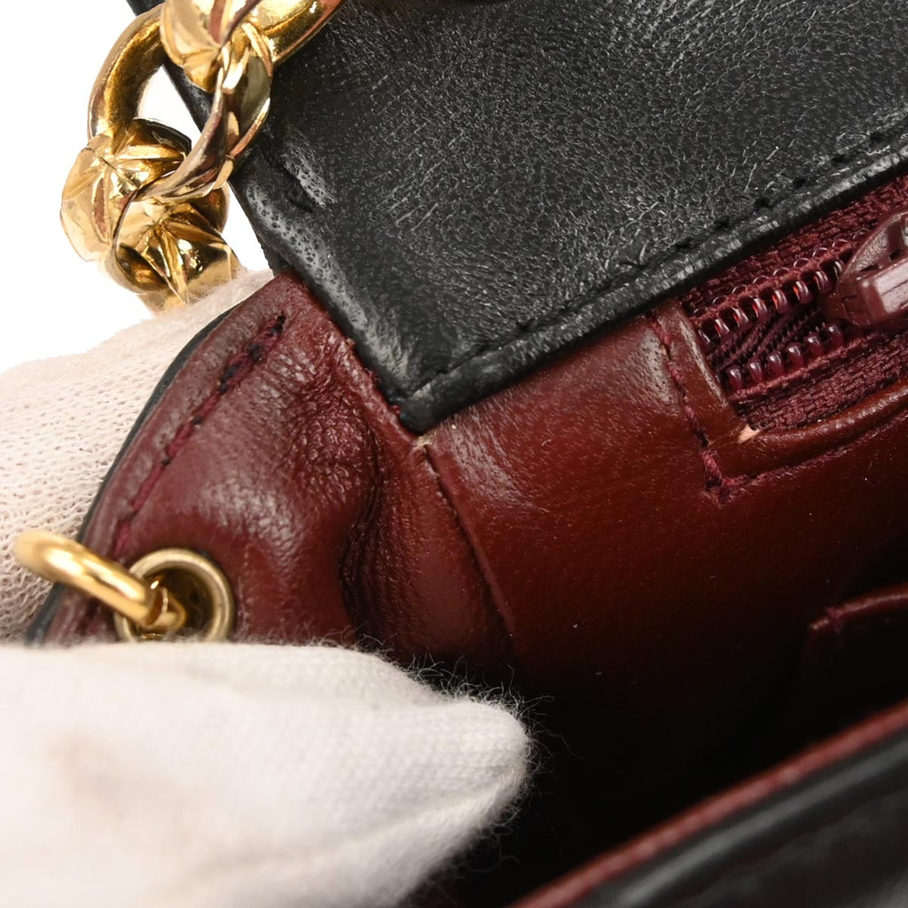 Chanel 1991-1994 Black Lambskin Mademoiselle Shoulder Bag
