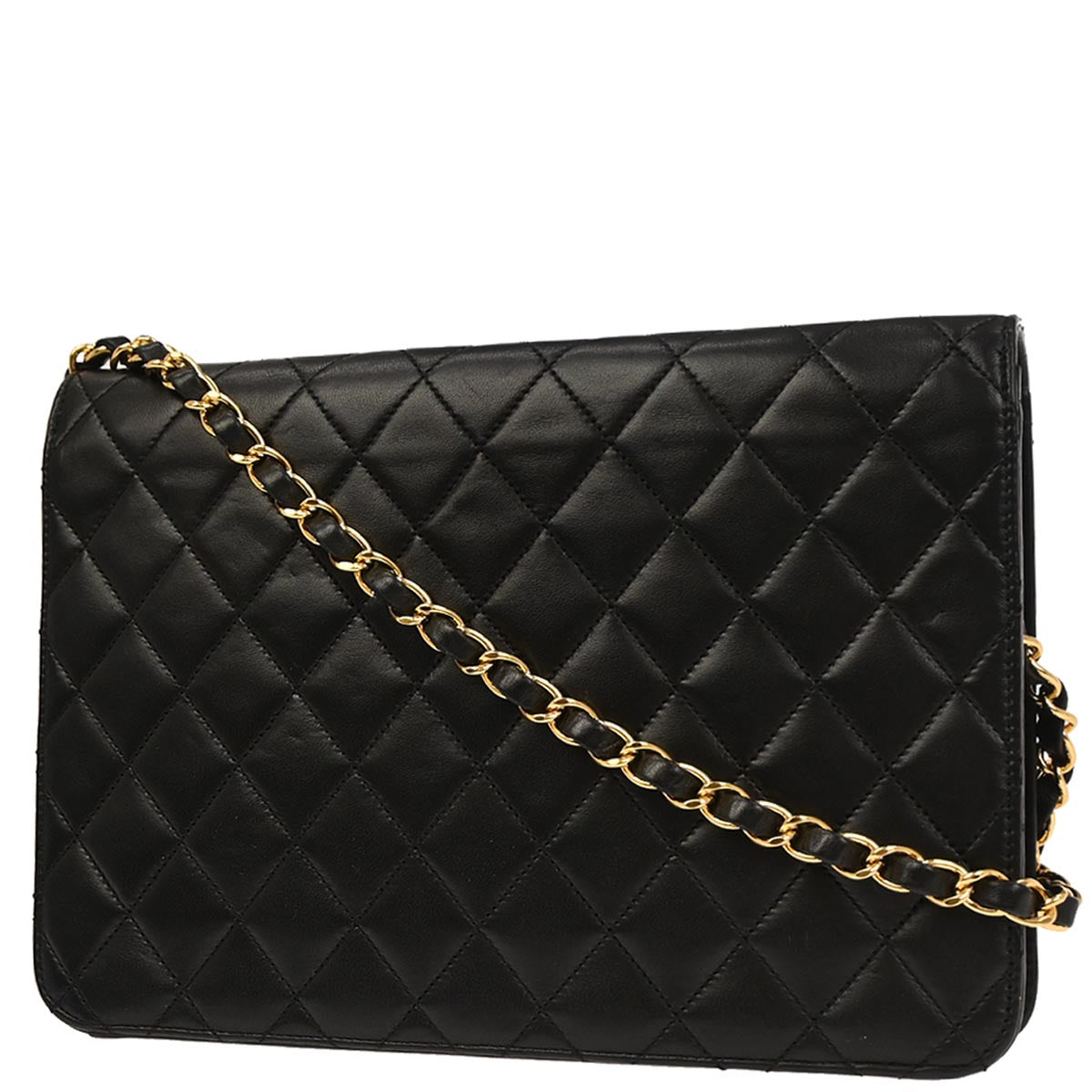 Chanel 2006-2008 Black Lambskin Turnlock Medium Half Flap Shoulder Bag