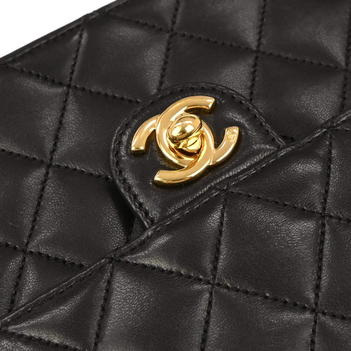 Chanel 2006-2008 Black Lambskin Turnlock Medium Half Flap Shoulder Bag