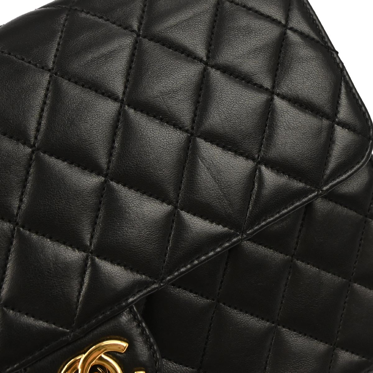 Chanel 2006-2008 Black Lambskin Turnlock Medium Half Flap Shoulder Bag