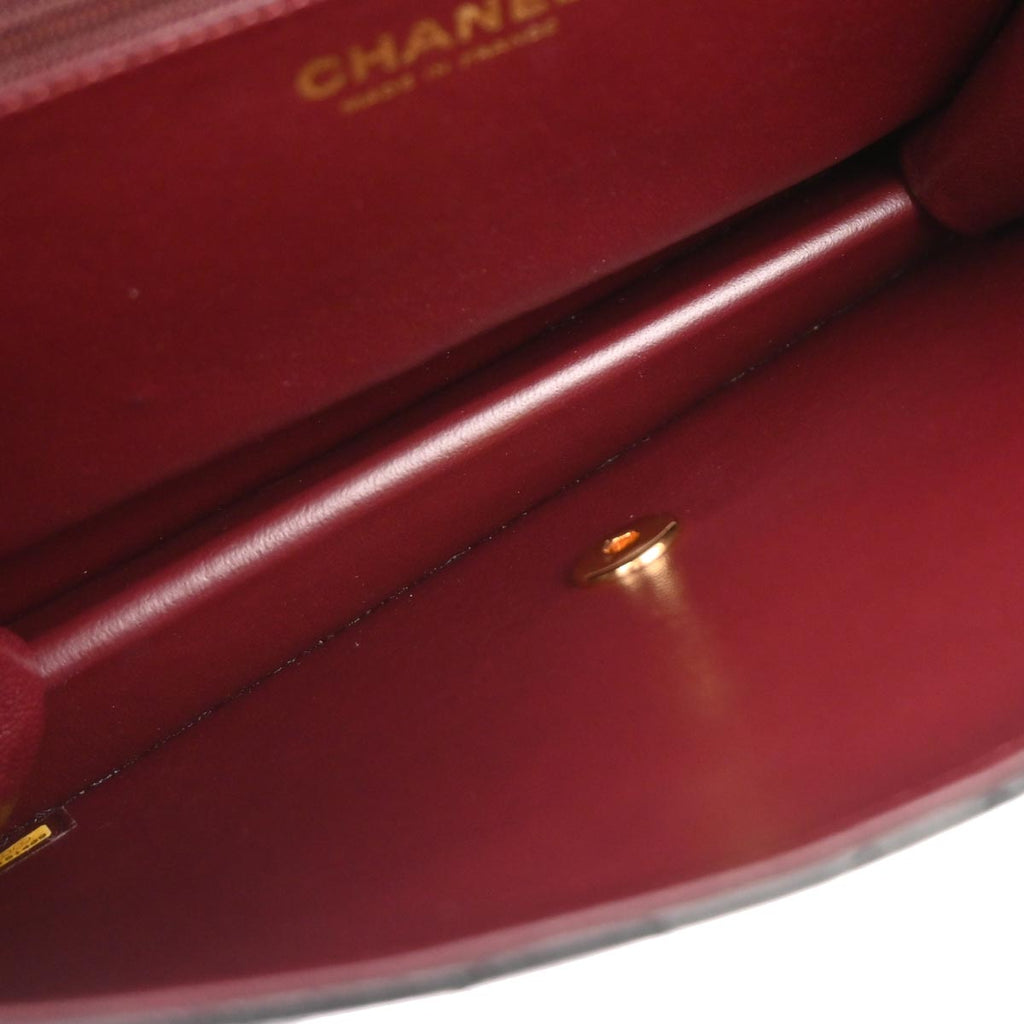 Chanel 2006-2008 Black Lambskin Turnlock Medium Half Flap Shoulder Bag