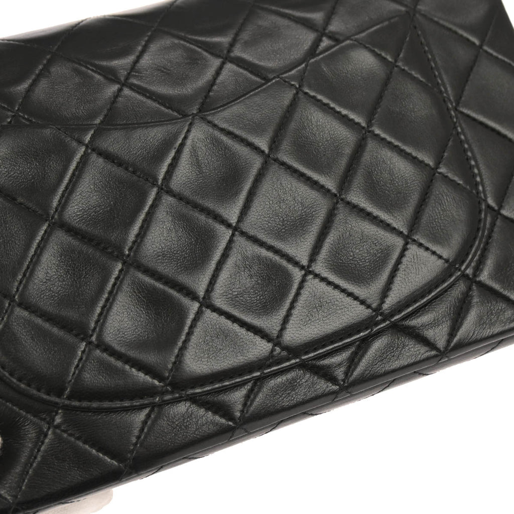 Chanel 1994-1996 Black Lambskin Small Classic Double Flap Shoulder Bag