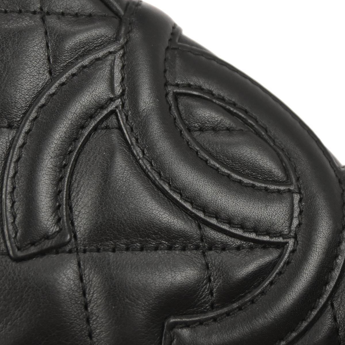 Chanel 2003-2004 Black Calfskin Cambon Ligne Shoulder Bag