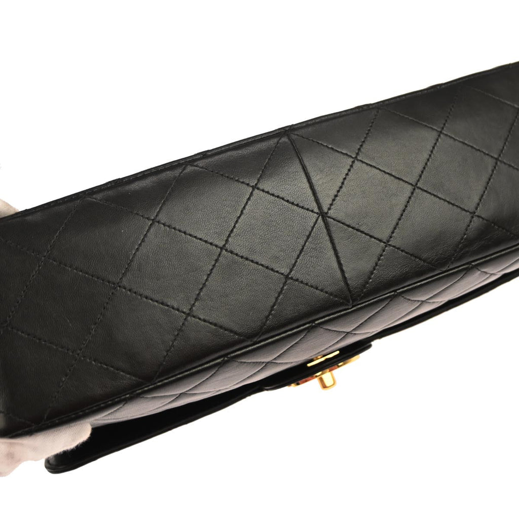 Chanel 1996-1997 Black Lambskin Jumbo Classic Flap Shoulder Bag